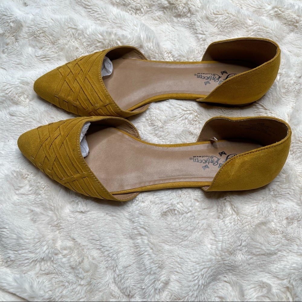 Self esteem Mustard Yellow Pointy Toe Flats Size 10 - Picture 3 of 7